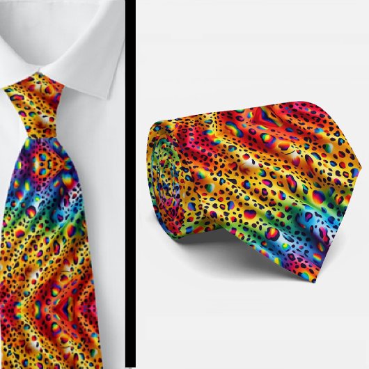 Cravate Chemise arc-en-ciel à imprimé léopard