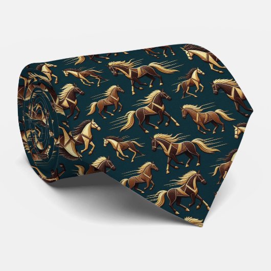 Cravate Chemise de Derby de Courses de Chevaux Abstraite (Roulé)