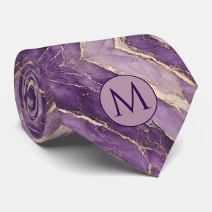 Cravate Chemise en soie fausse Monogram Marbre violet +