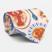 Cravate Chemise rouge homard et crevettes Motif Marin Crav (Roulé)