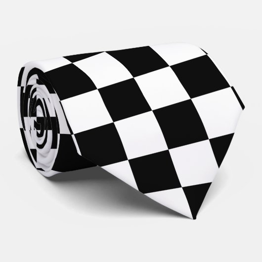 Cravate Chèque noir et blanc (Roulé)