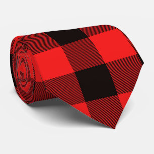 Cravate Chèques de Noël Red Black Buffalo Plaid