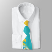 Cravate Chèques et permules en Turquoise, Jaune et Blanc (Attaché)