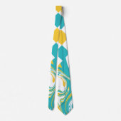 Cravate Chèques et permules en Turquoise, Jaune et Blanc (Dos)