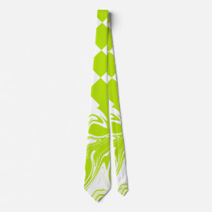 Cravate Chèques et permules en vert et blanc de chaux