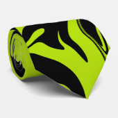 Cravate Chèques et permules - Lime vert et noir (Roulé)