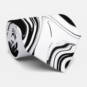Cravate Chèques et tourbillons - Noir et Blanc (Roulé)