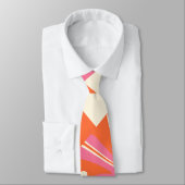 Cravate Chèques et tourbillons - rose, orange et crème (Attaché)