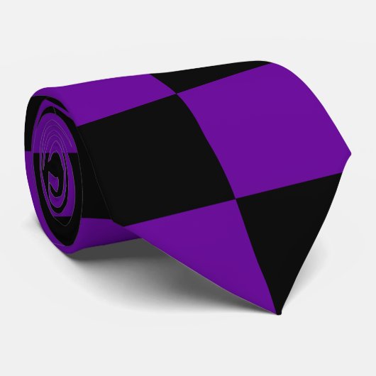 Cravate Chèques noirs et violets (Roulé)