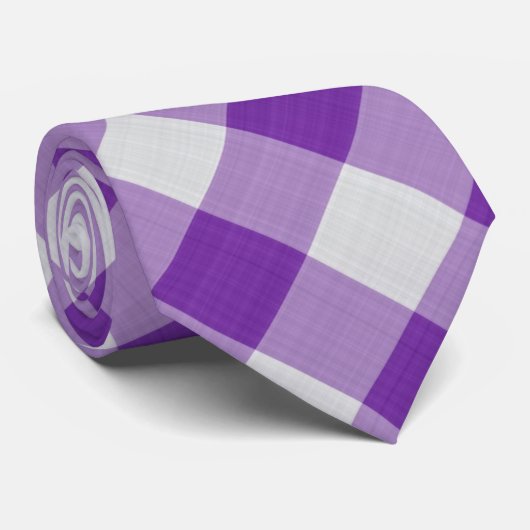 Cravate Chèques violets et blancs Cool Motif classique (Roulé)