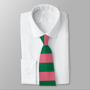 Cravate Chérie Picket Rose Vert Bande