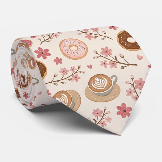 Cravate Cherry Blossom Coffee Cozy Pattern (3) (Roulé)