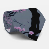 Cravate Cherry Blossom Grey Arrière - plan (Roulé)