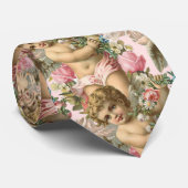 Cravate Cherub victorien et Rose, Floral rose (Roulé)