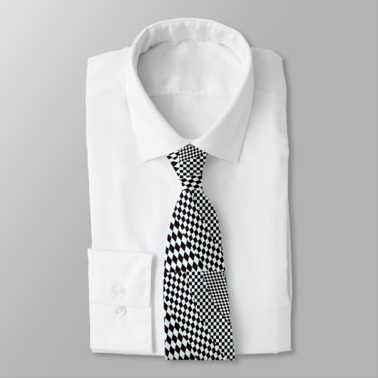 Cravate Chess board diagonal black and white neck tie (Attaché)