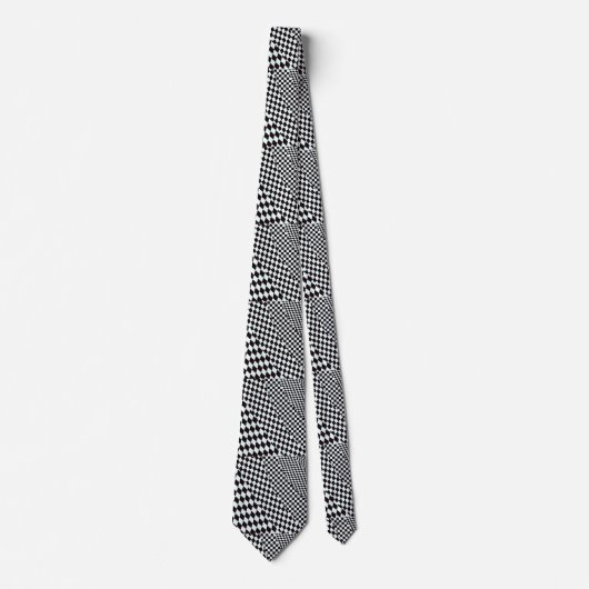 Cravate Chess board diagonal black and white neck tie (Devant)