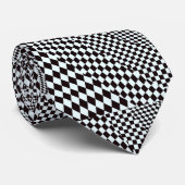 Cravate Chess board diagonal black and white neck tie (Roulé)
