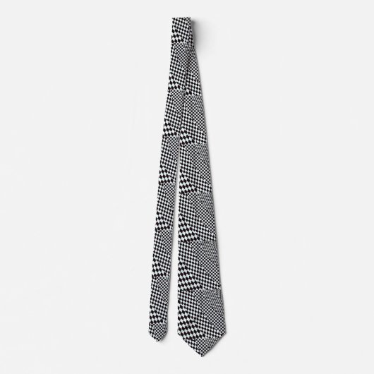 Cravate Chess board diagonal black and white neck tie (Dos)