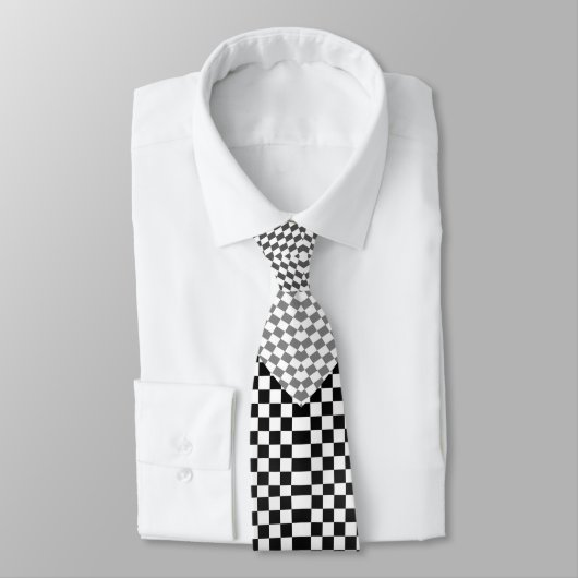 Cravate Chess board rhombus black and white neck tie (Attaché)