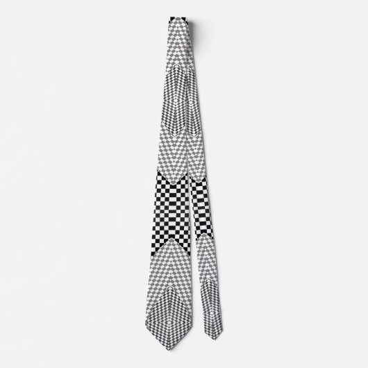 Cravate Chess board rhombus black and white neck tie (Devant)