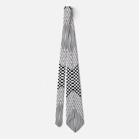 Cravate Chess board rhombus black and white neck tie (Dos)