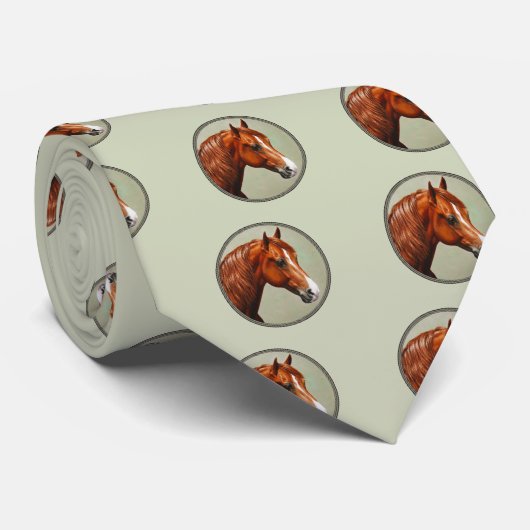 Cravate Chestnut Morgan Cheval Sage Vert (Roulé)