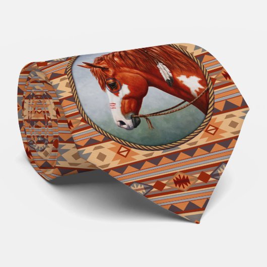 Cravate Chestnut Pinto Horse Southwest (Roulé)