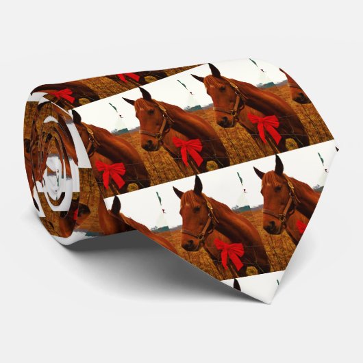 Cravate Cheval avec Bow rouge (Roulé)