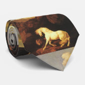 Cravate Cheval blanc effrayé par un lion (Roulé)