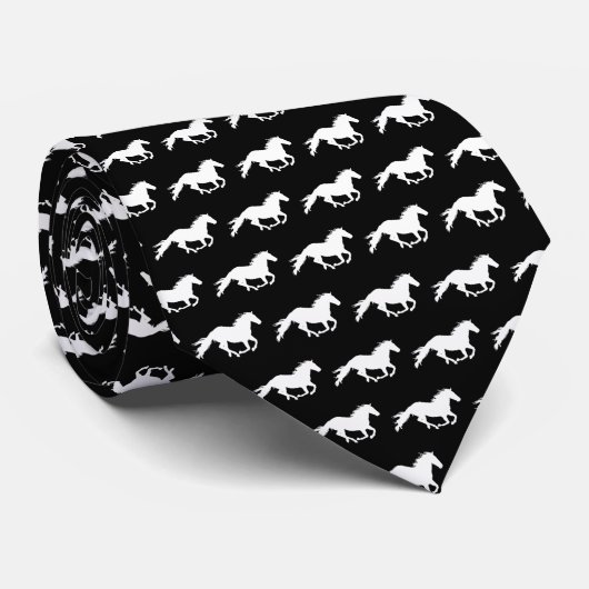 Cravate Cheval blanc Galloping | Noir (Roulé)