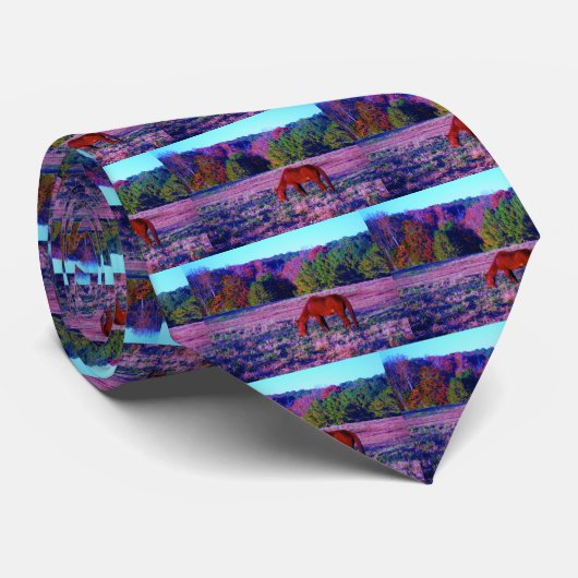 Cravate Cheval Brown en Grass violet (Roulé)