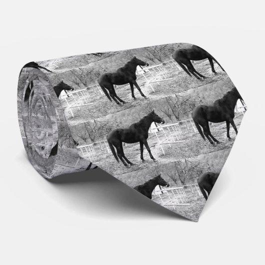 Cravate Cheval d'art pop d'échelle grise (Roulé)