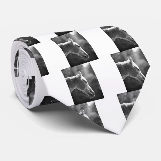 Cravate Cheval d'art pop noir et blanc (Roulé)