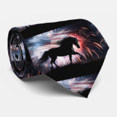 Cravate Cheval et drapeau américain patriotique (Roulé)