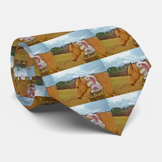 Cravate Cheval Jaune, Lapin De Printemps (Roulé)