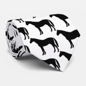 Cravate cheval noir - chevaux (Roulé)