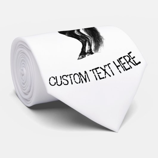 Cravate Cheval sauvage noir dressé - Dessin noir et blanc (Roulé)