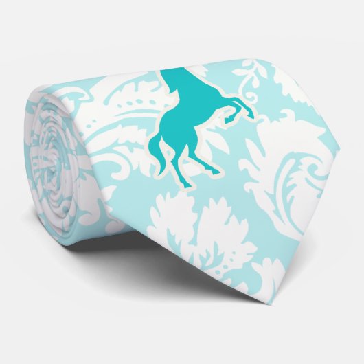 Cravate Cheval turquoise (Roulé)
