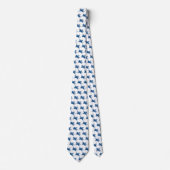 Cravate Cheval volant - Indigo Style bleu & blanc sur blan (Devant)