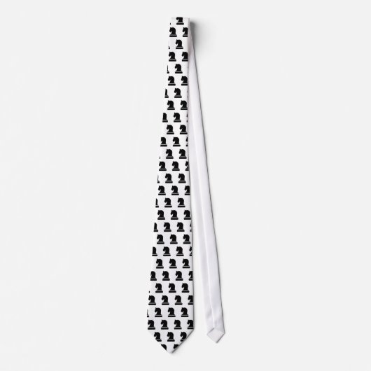 Cravate Chevalier pièce d'échecs motif noir et blanc crava (Devant)