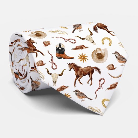 Cravate Chevaux à thème occidental pour hommes (Roulé)