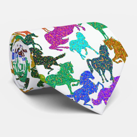 Cravate Chevaux arc-en-ciel (Roulé)