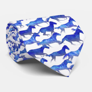 Cravate Chevaux d'aquarelle bleu
