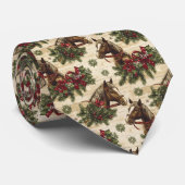 Cravate Chevaux de Noël de campagne (Roulé)