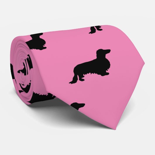 Cravate Cheveux longs Dachshund - Silhouette 1 (Roulé)