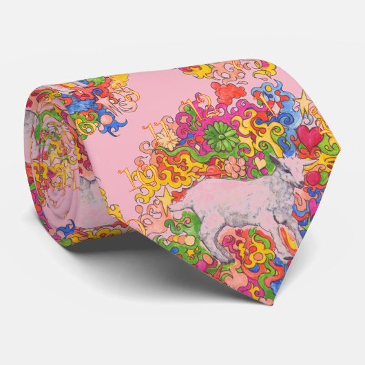 Cravate Chèvre psychédélique (Roulé)