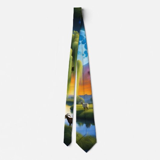 Cravate Chèvre sous le saule (Dos)