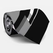 Cravate Chevron Barcode Rayé Gris Noir (Roulé)