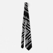 Cravate Chevron Barcode Rayé Gris Noir (Dos)