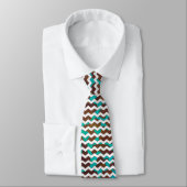 Cravate Chevron Cow Impression Brown et Turquoise (Attaché)